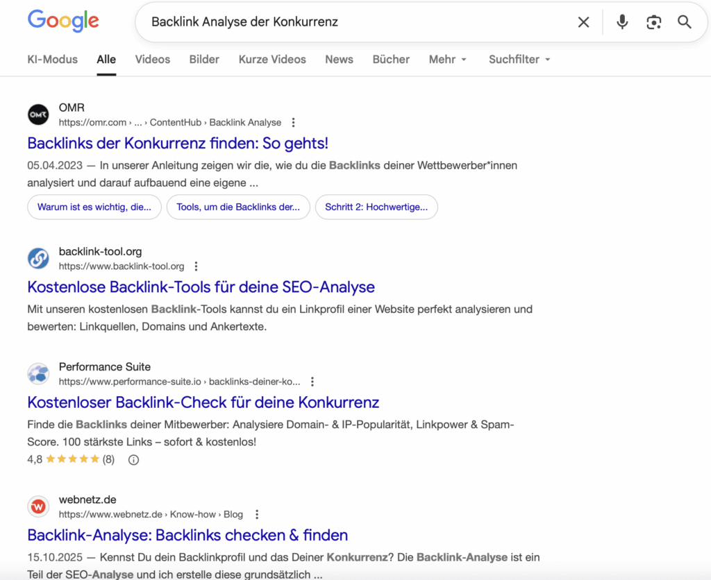 Backlink-Analyse der Konkurrenz